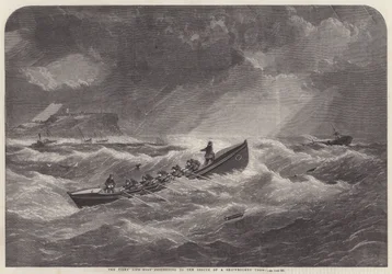 Das Filey-Rettungsboot auf dem Weg zur Rettung einer schiffbrüchigen Besatzung